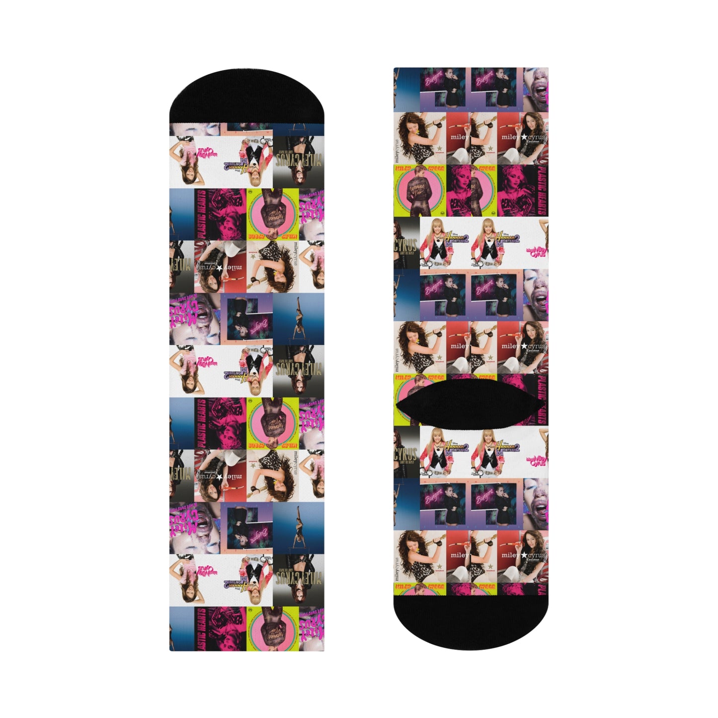 Miley Cyrus Album Cover Collage Cushioned Crew Socks