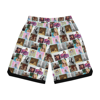 Taylor Swift Album Art Collage Pattern Basketball Rib Shorts