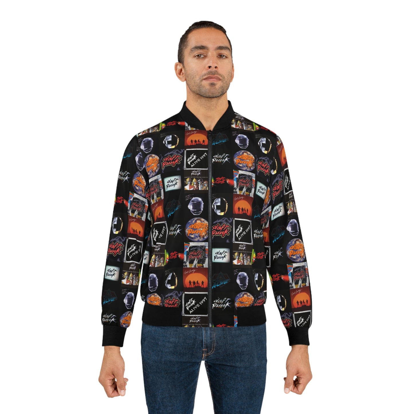 Daft Punk Album Cover Art Collage Men's Bomber Jacket