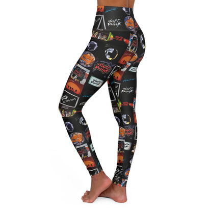 Daft Punk Album Cover Art Collage High Waisted Yoga Leggings