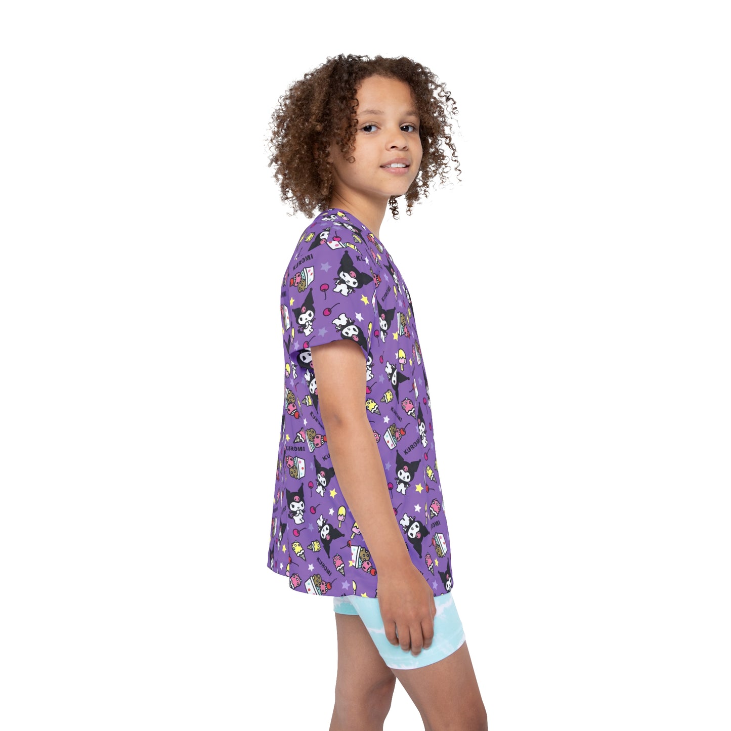 Kuromi Ice Cream Sundae Pattern Kids Sports Jersey