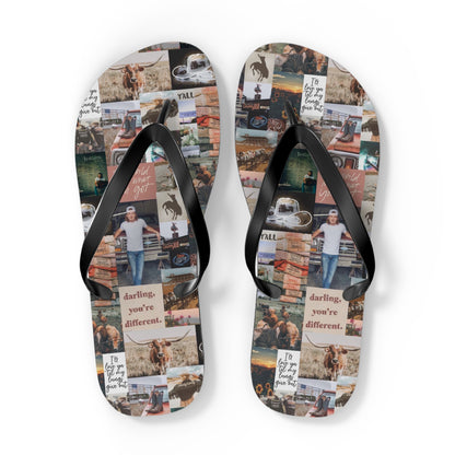 Morgan Wallen Darling You're Different Collage Flip Flops