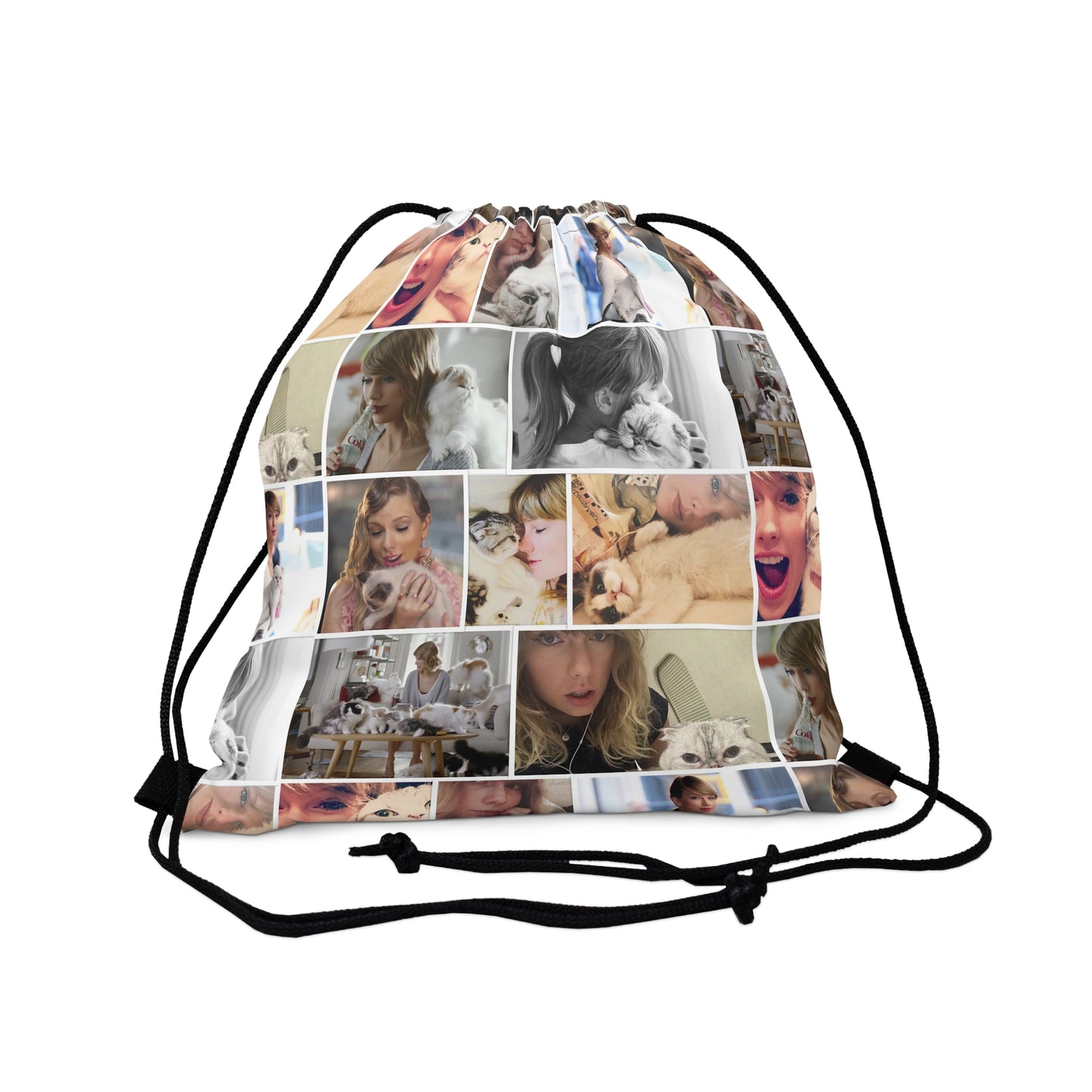 Taylor Swift's Cats Collage Pattern Outdoor Drawstring Bag