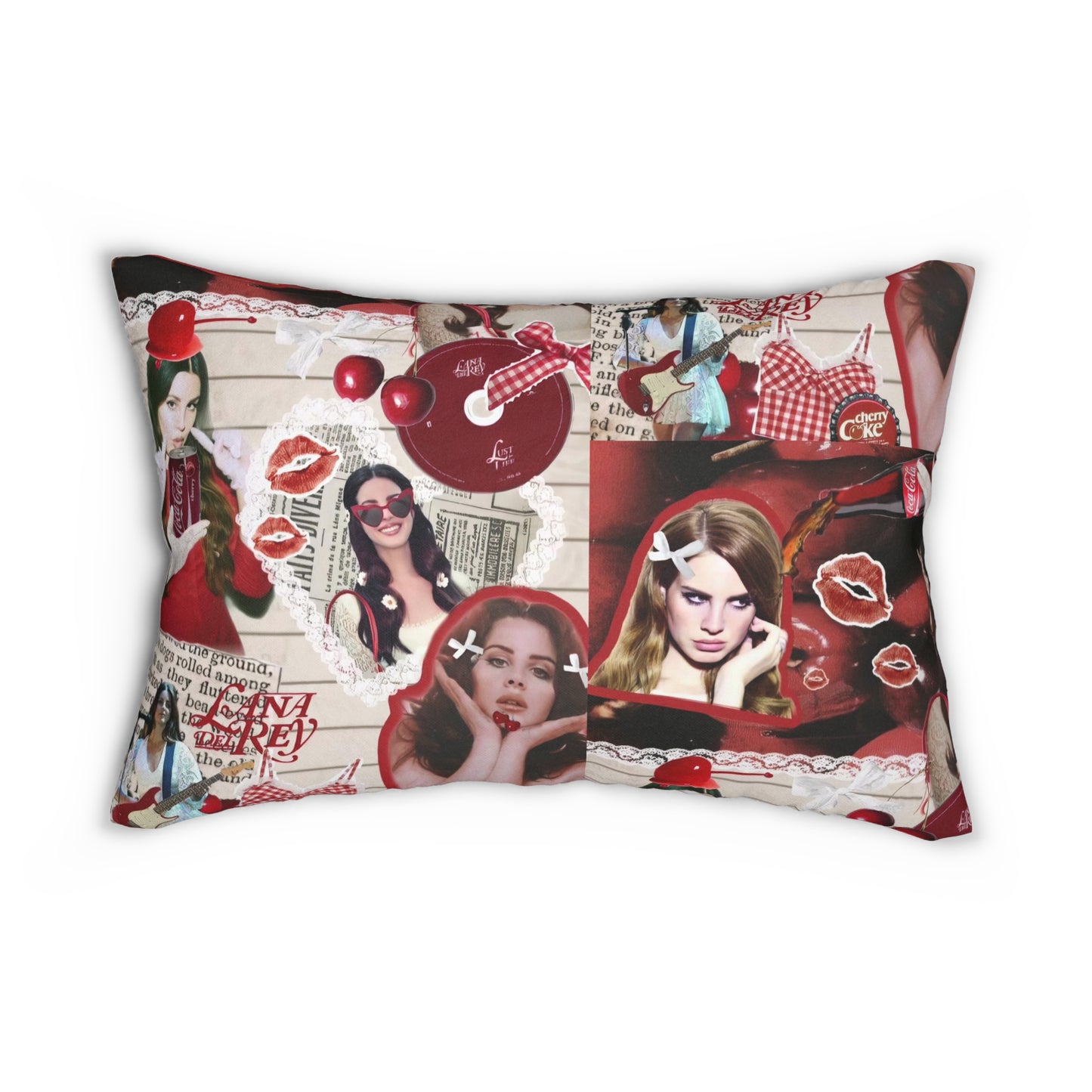 Lana Del Rey Cherry Coke Collage Polyester Lumbar Pillow