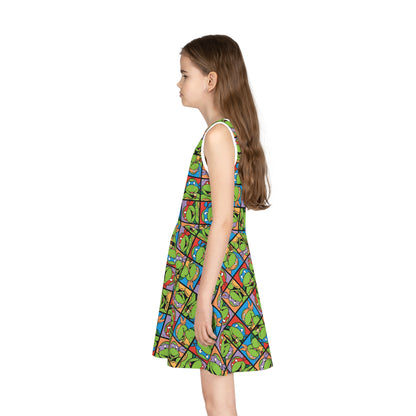 TMNT Turtle Toon Montage Girls' Sleeveless Sundress