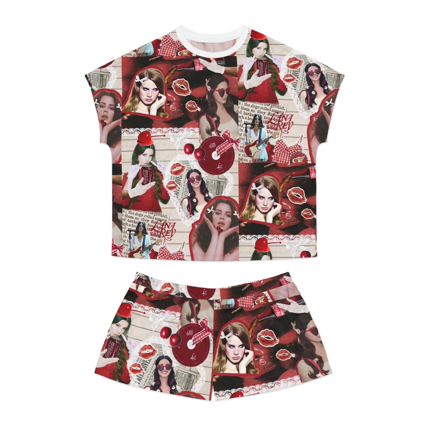 Lana Del Rey Cherry Coke Collage Women's Short Pajama Set