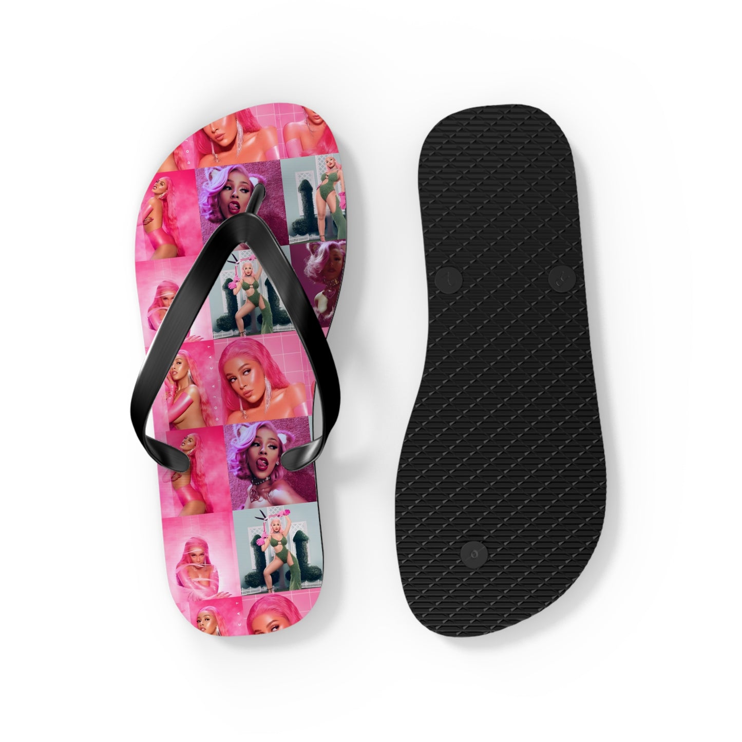 Doja Cat Hot Pink Mosaic Flip Flops