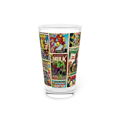 Marvel Comic Book Cover Collage Pint Glass