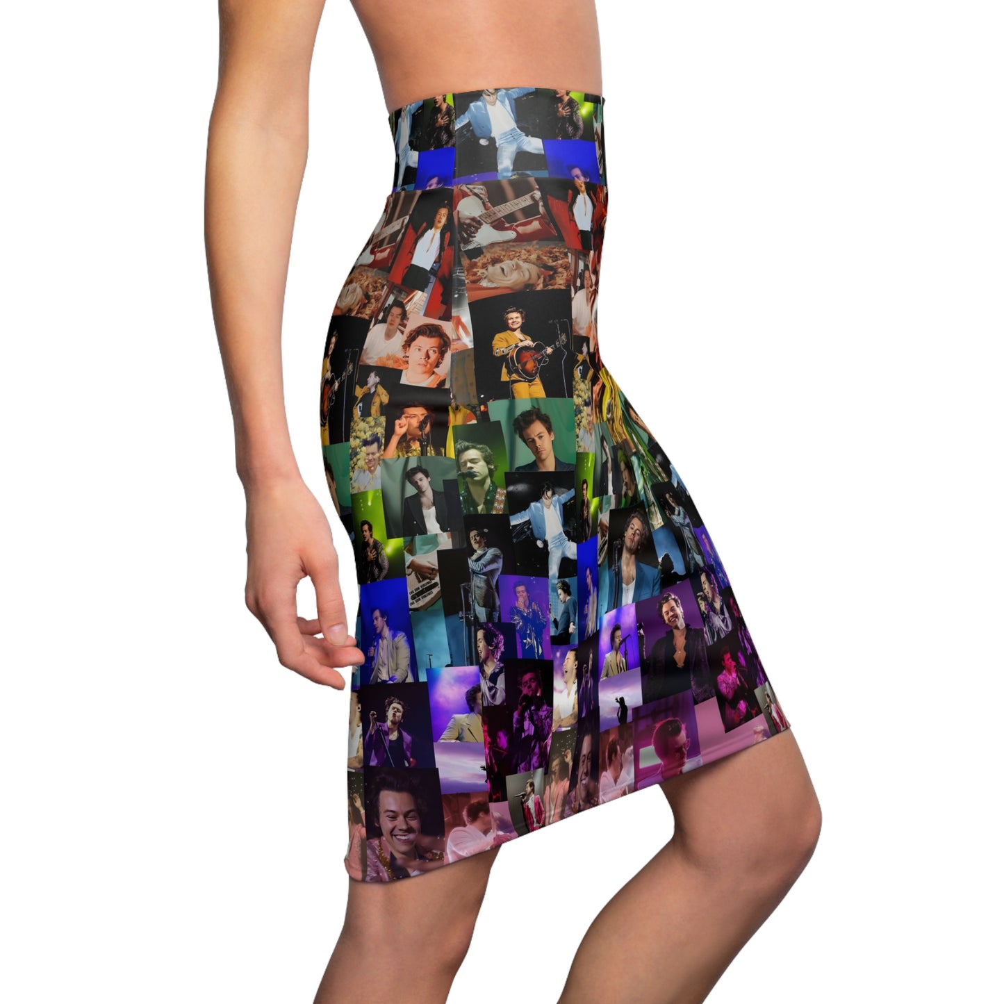 Harry Styles Rainbow Photo Collage Women's Pencil Skirt