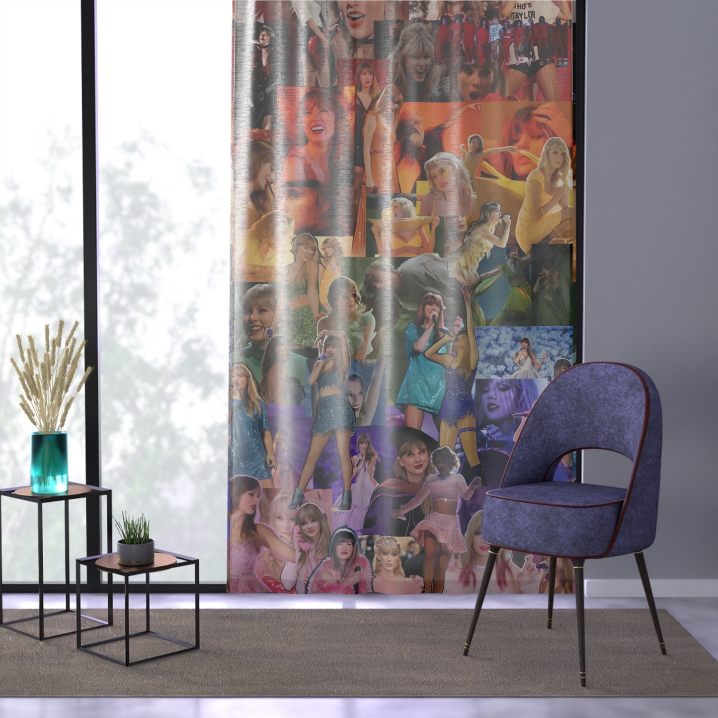 Taylor Swift Rainbow Photo Collage Window Curtain