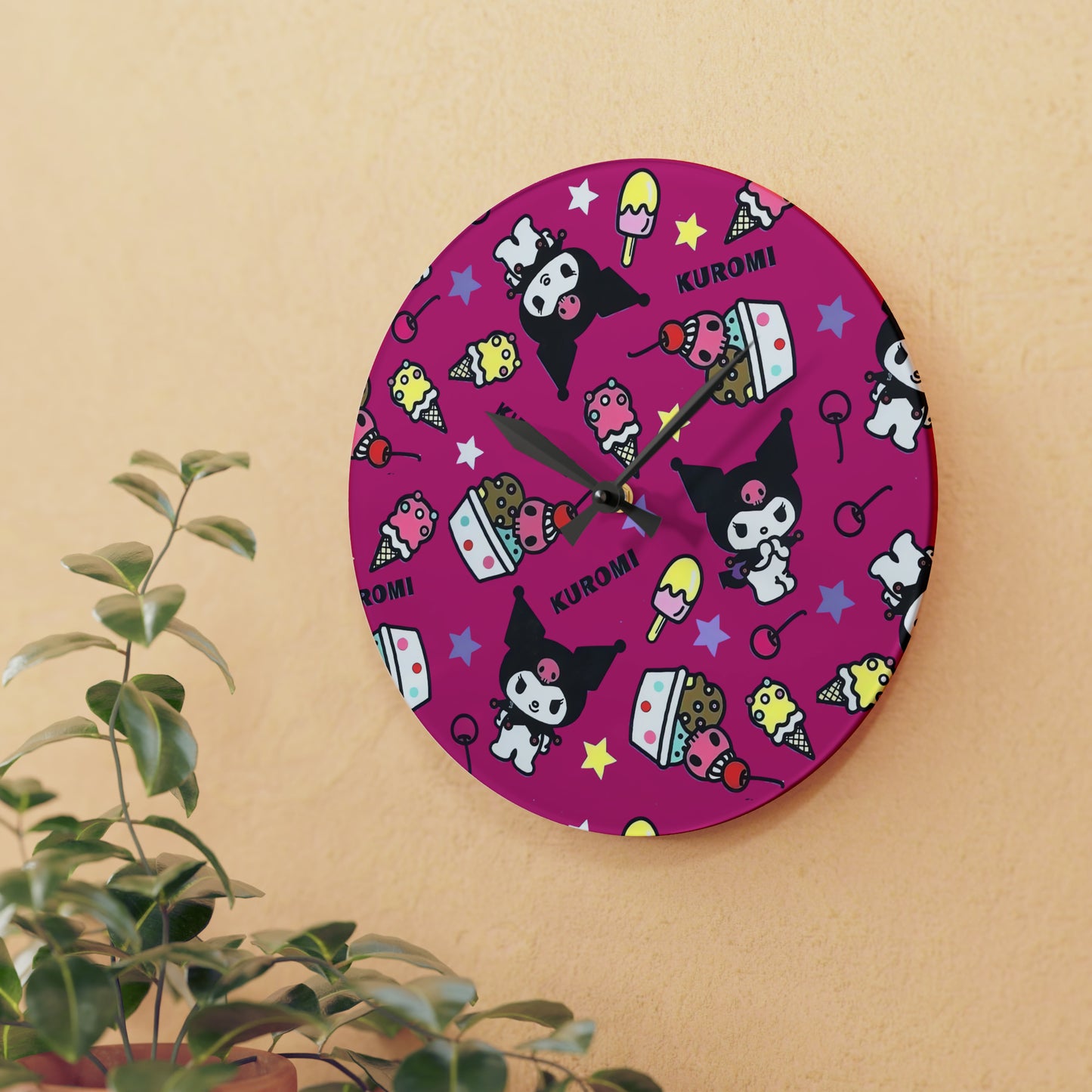 Kuromi Ice Cream Sundae Pattern Acrylic Wall Clock