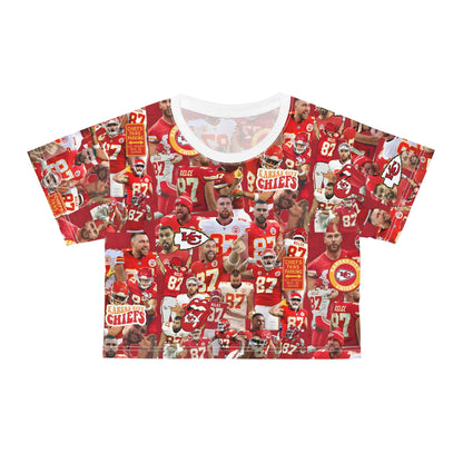 Travis Kelce Chiefs Red Collage Crop Tee