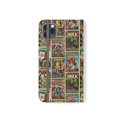 Marvel Comic Book Cover Collage Phone Flip Case