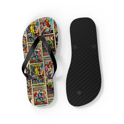 Marvel Comic Book Cover Collage Flip Flops