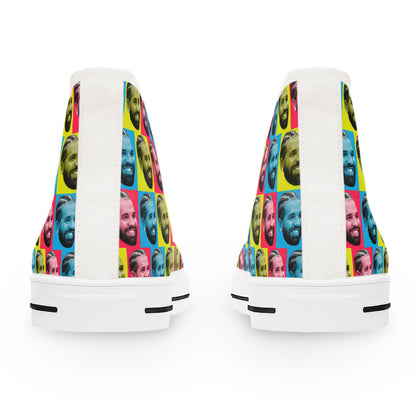 Drake Colored Checker Faces Women's High Top Sneakers