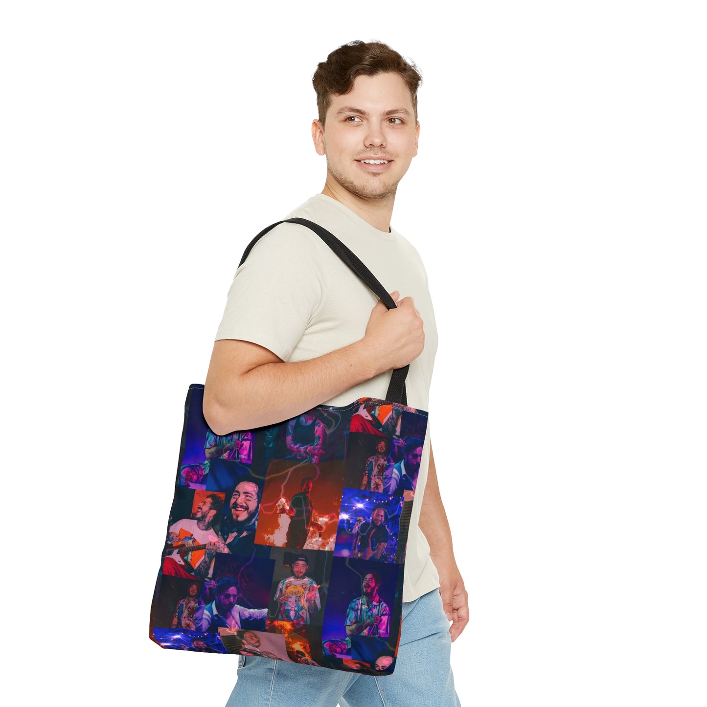 Post Malone Lightning Photo Collage Tote Bag