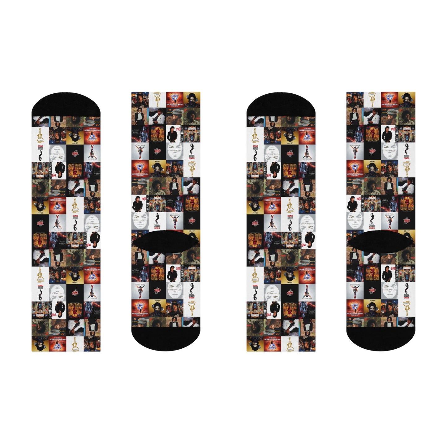 Michael Jackson Album Cover Collage Cushioned Crew Socks