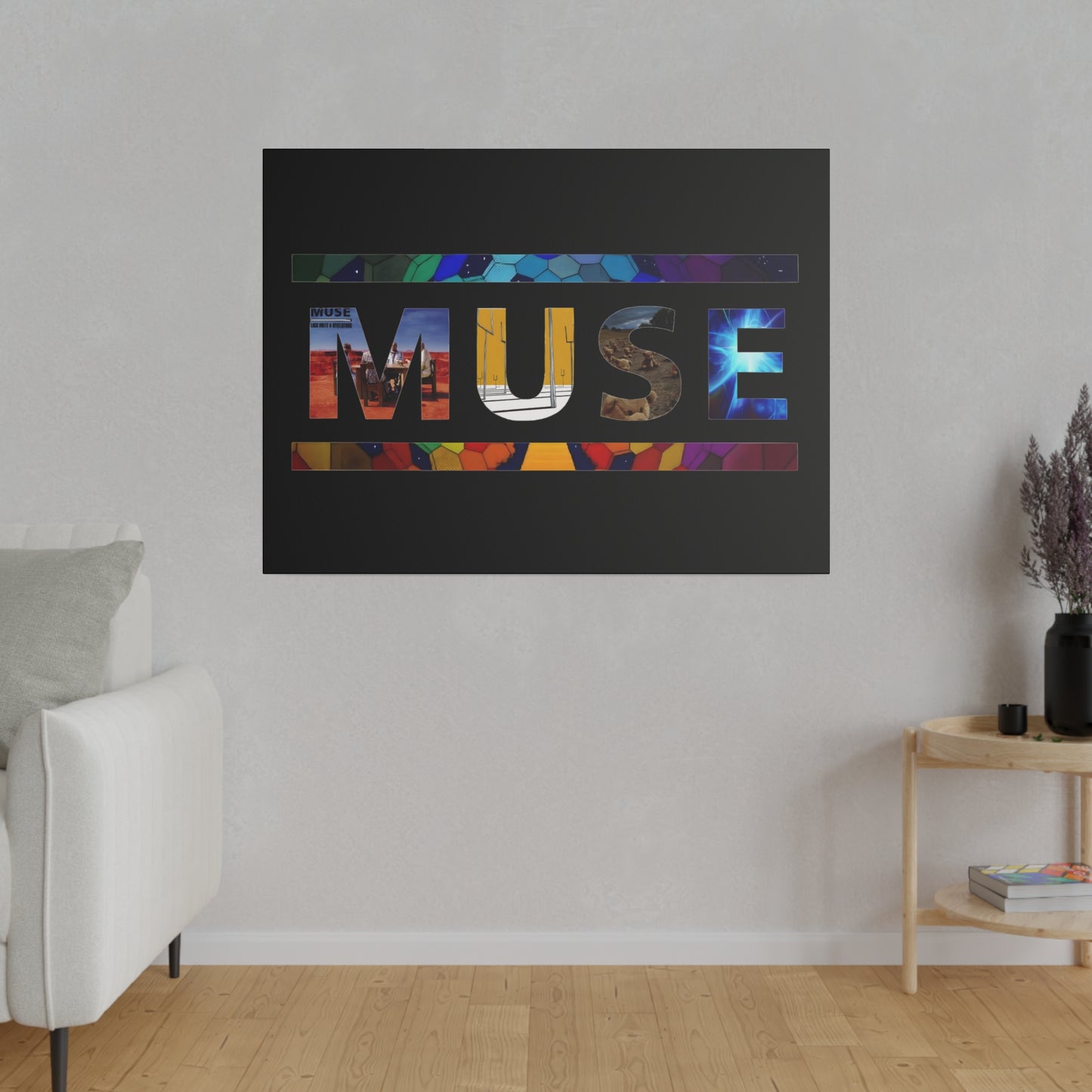 Muse Album Art Letters Thin Matte Stretched Canvas