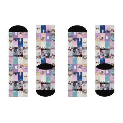 BTS Pastel Aesthetic Collage Cushioned Crew Socks