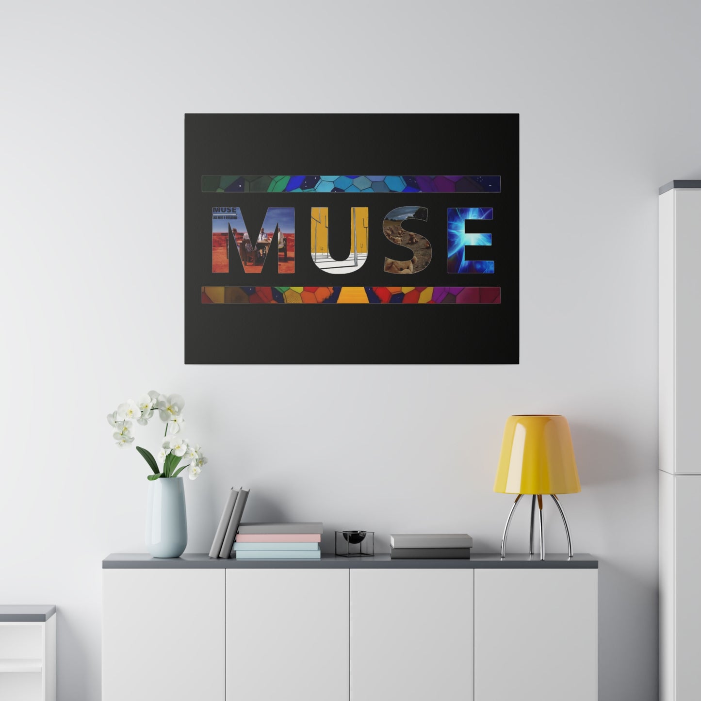 Muse Album Art Letters Thin Matte Stretched Canvas