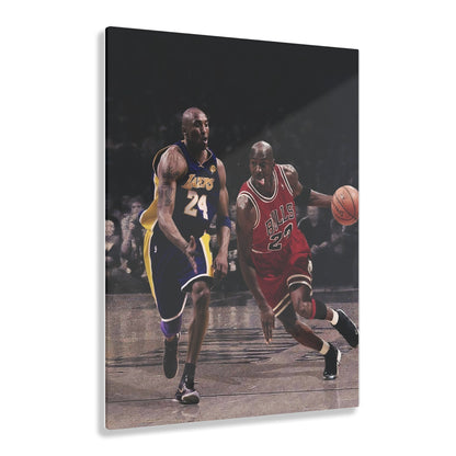 Michael Jordan Driving Against Kobe Bryant Acrylic Prints