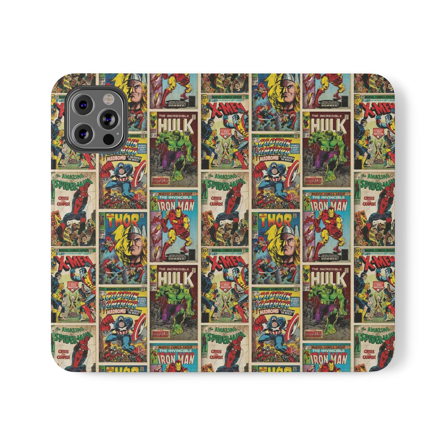 Marvel Comic Book Cover Collage Phone Flip Case