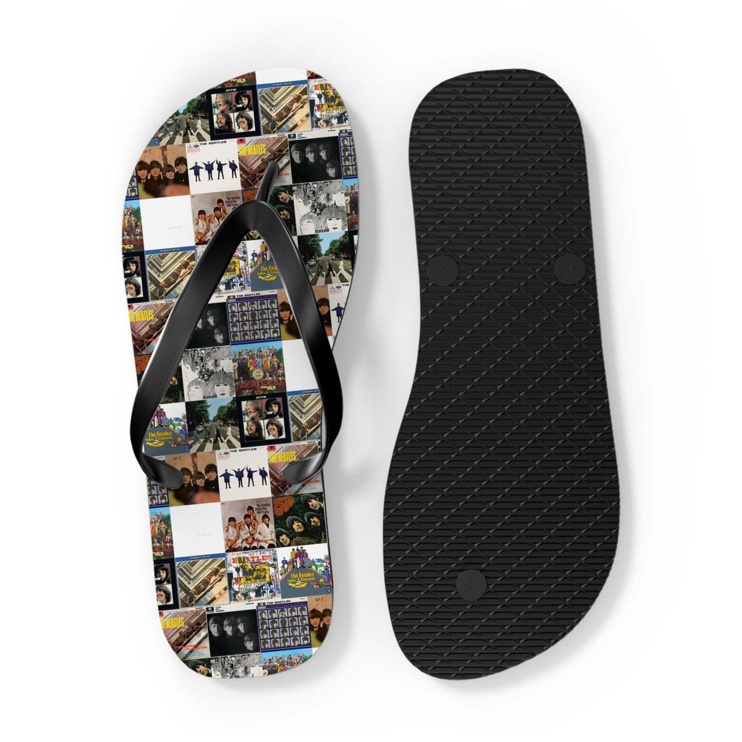 The Beatles Album Cover Collage Flip Flops