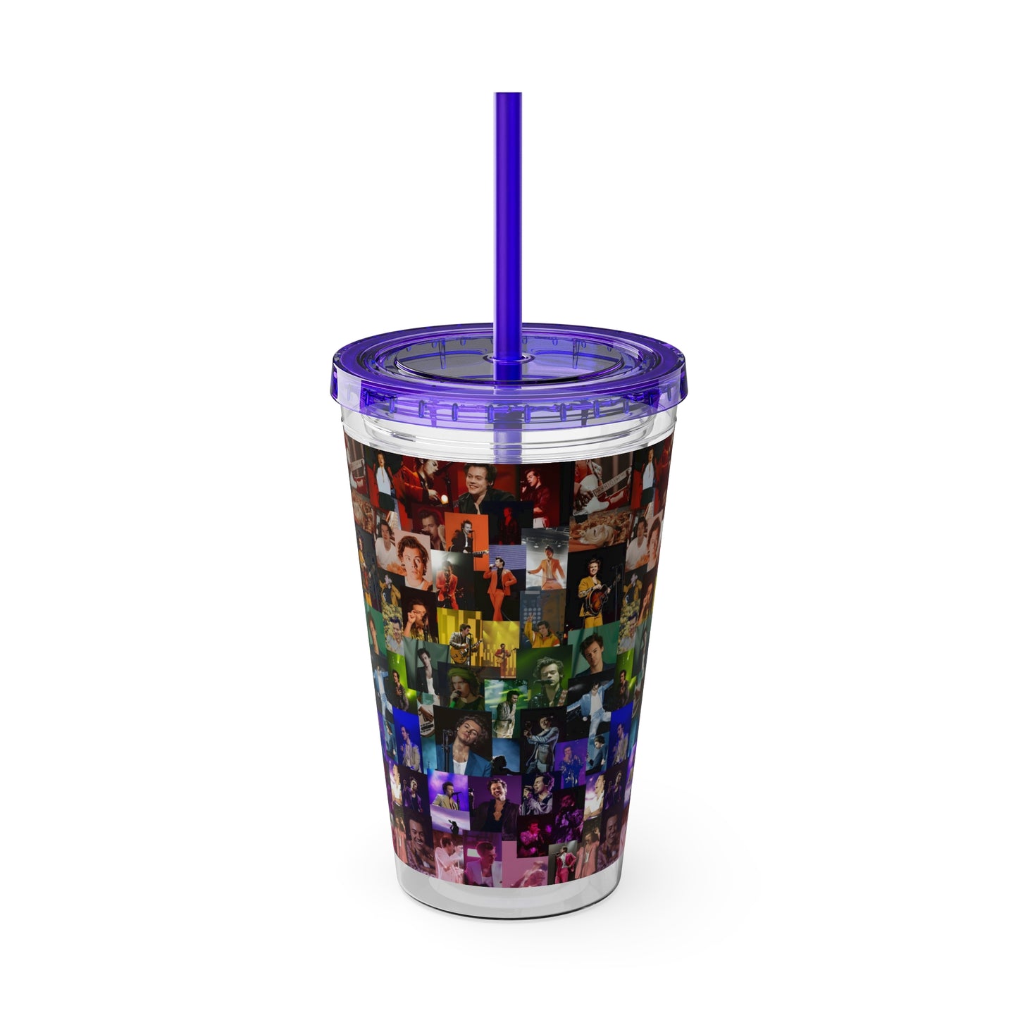 Harry Styles Rainbow Photo Collage Sunsplash Tumbler with Straw