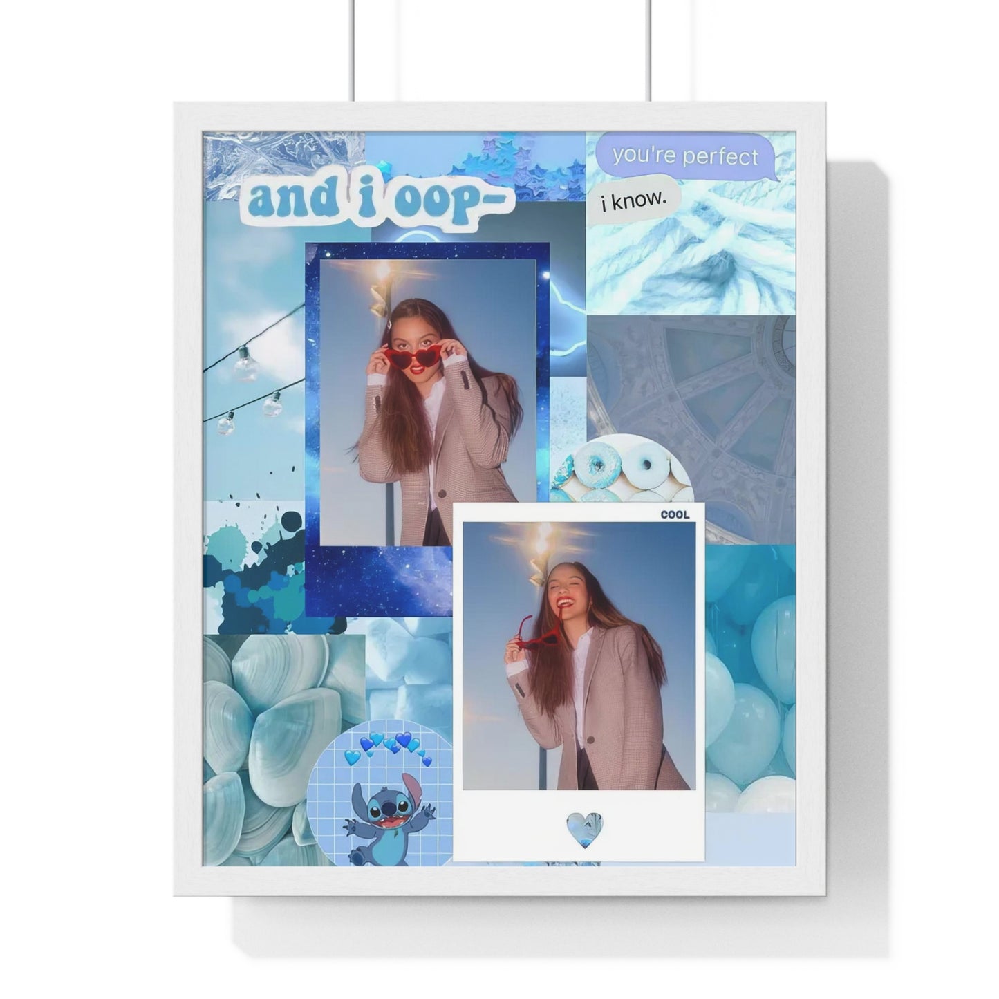 Olivia Rodrigo Light Blue Aesthetic Collage Framed Print