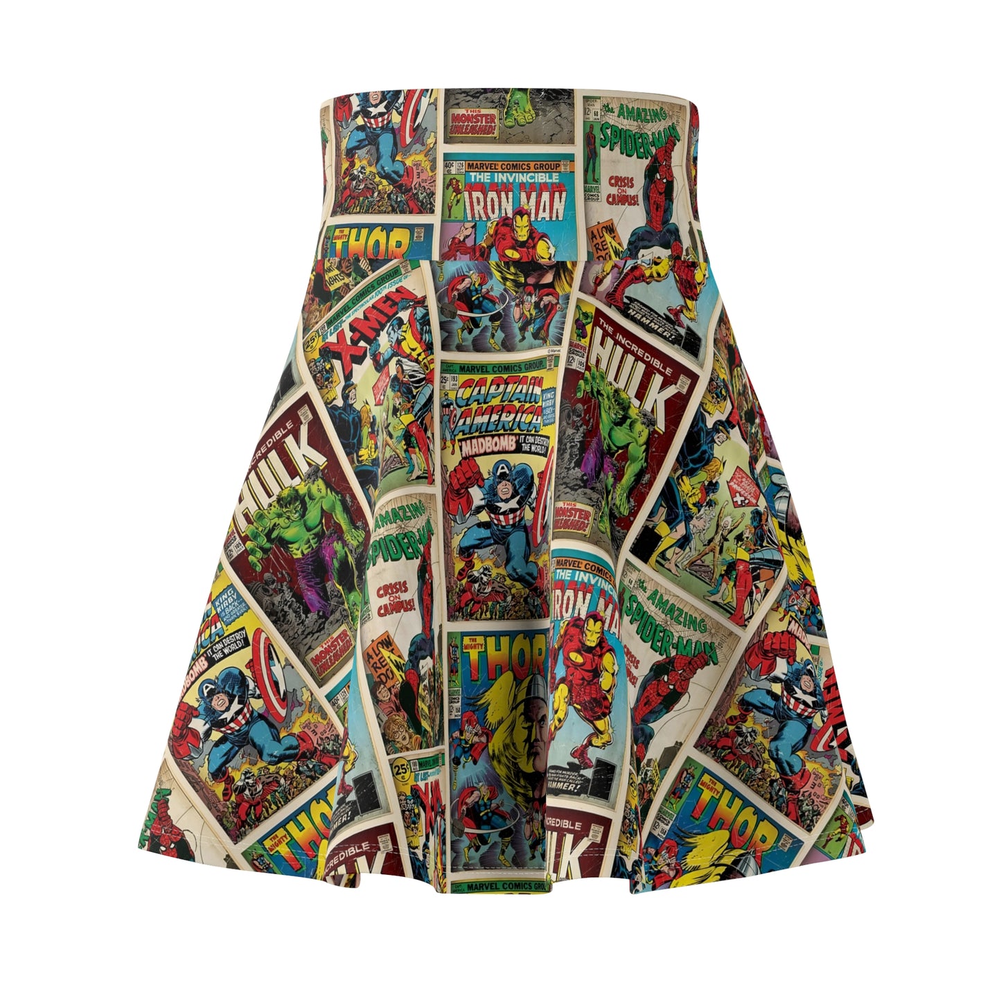 Marvel Comic Book Cover Collage Women's Skater Skirt