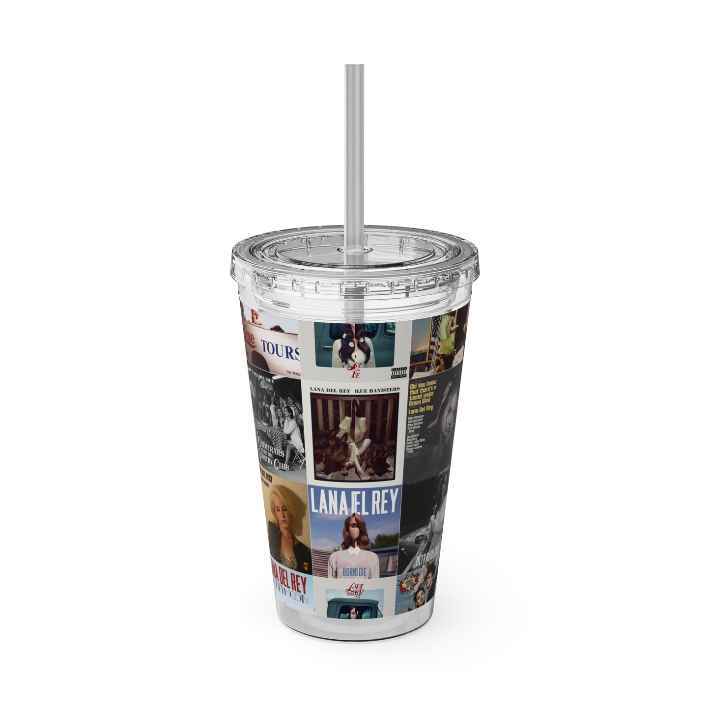 Lana Del Rey Album Cover Collage Sunsplash Tumbler with Straw