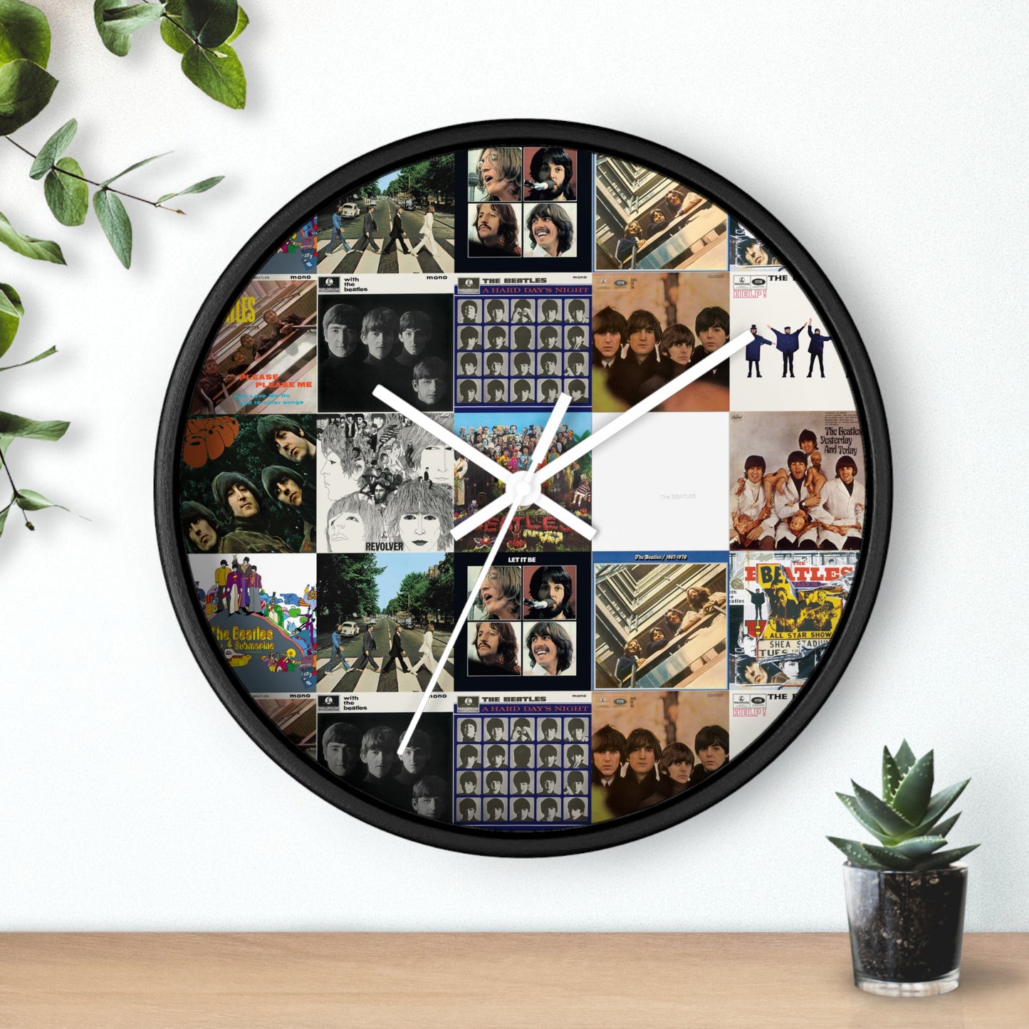 The Beatles Album Cover Collage Round Wall Clock