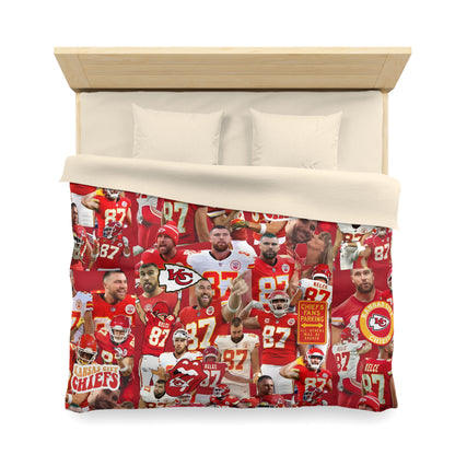 Travis Kelce Chiefs Red Collage Microfiber Duvet Cover