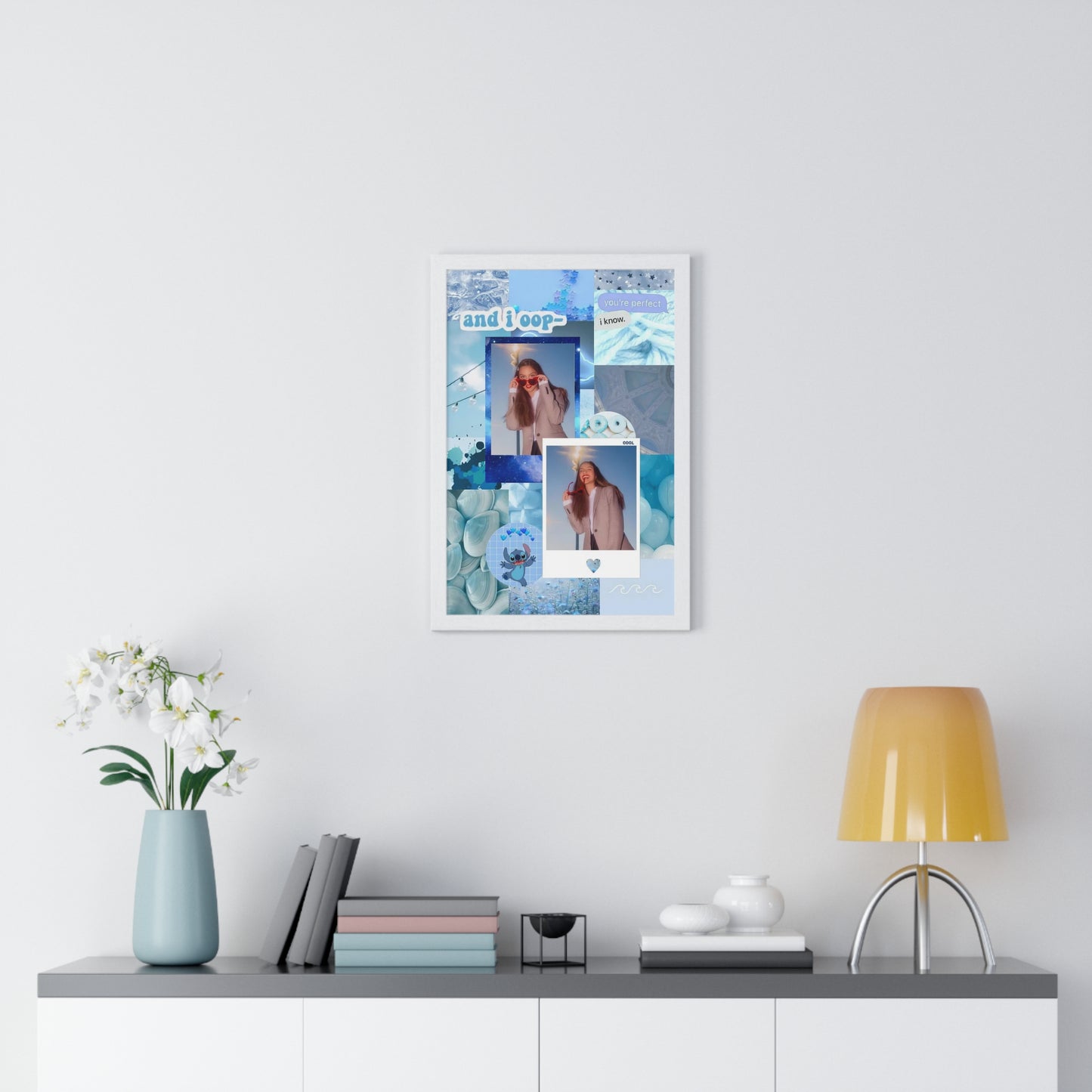 Olivia Rodrigo Light Blue Aesthetic Collage Framed Print