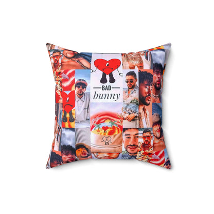 Bad Bunny Un Verano Sin Ti Photo Collage Spun Polyester Square Pillow