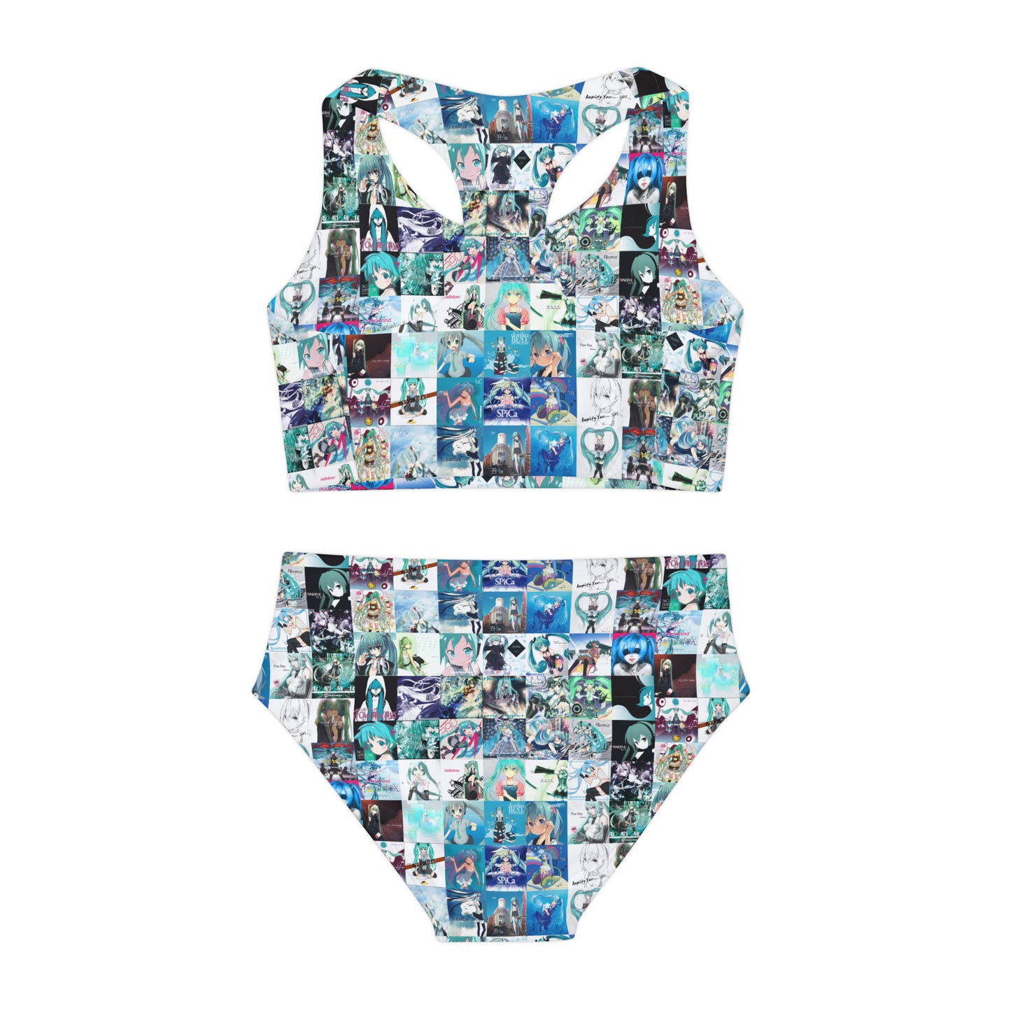 Hatsune Miku Album Cover Collage Girls Two Piece Swimsuit