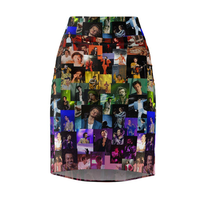 Harry Styles Rainbow Photo Collage Women's Pencil Skirt