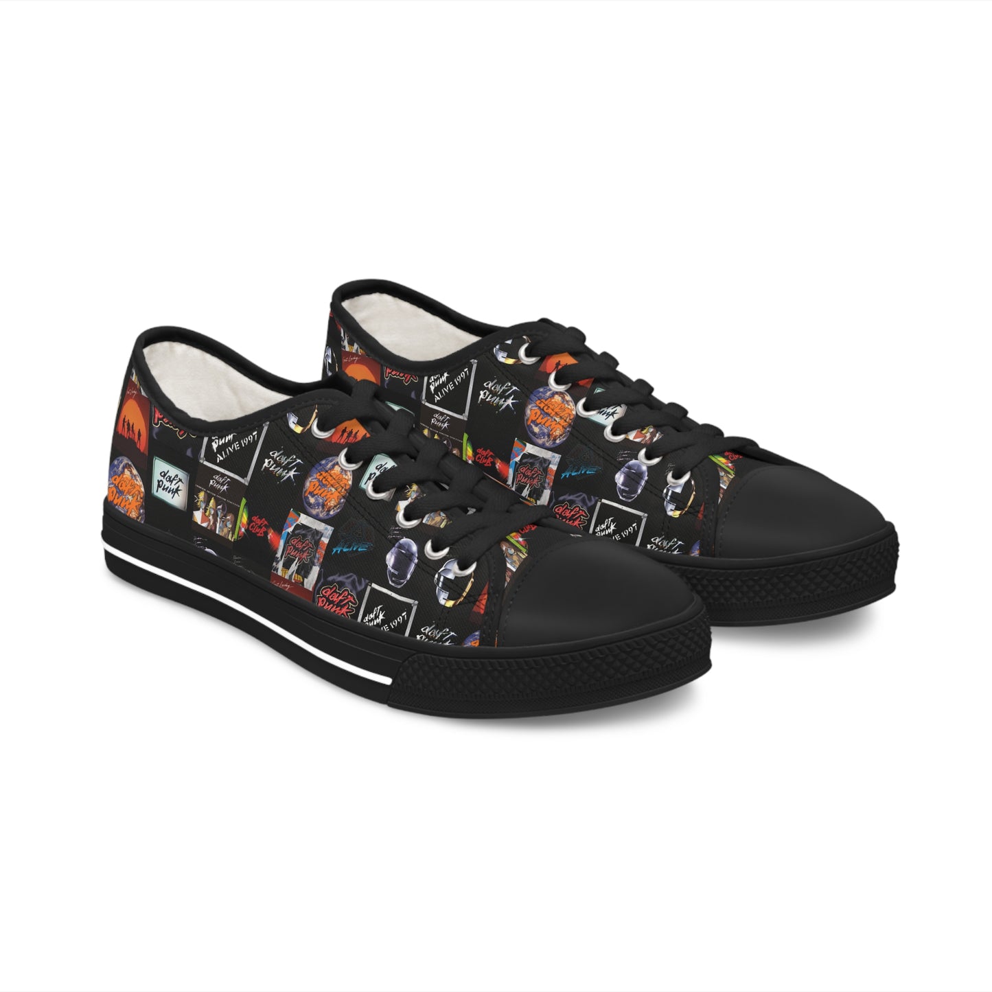 Daft Punk Album Cover Art Collage Women's Low Top Sneakers