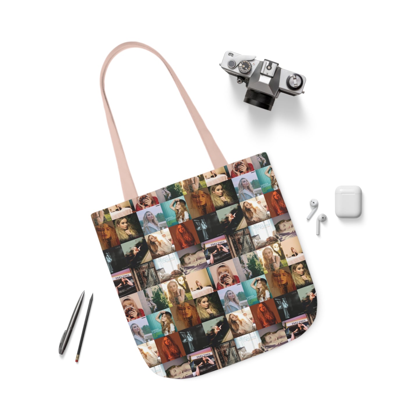 Sabrina Carpenter Album Cover Collage Polyester Canvas Tote Bag