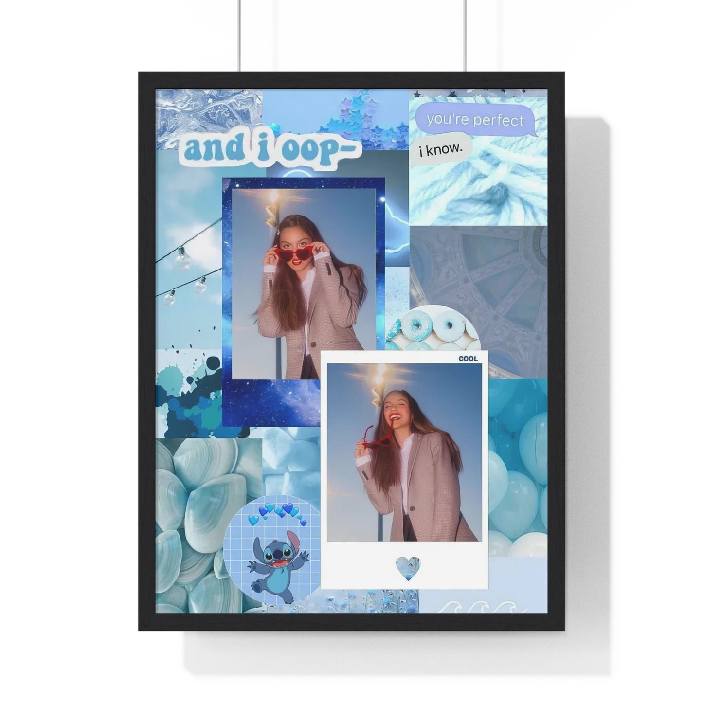 Olivia Rodrigo Light Blue Aesthetic Collage Framed Print