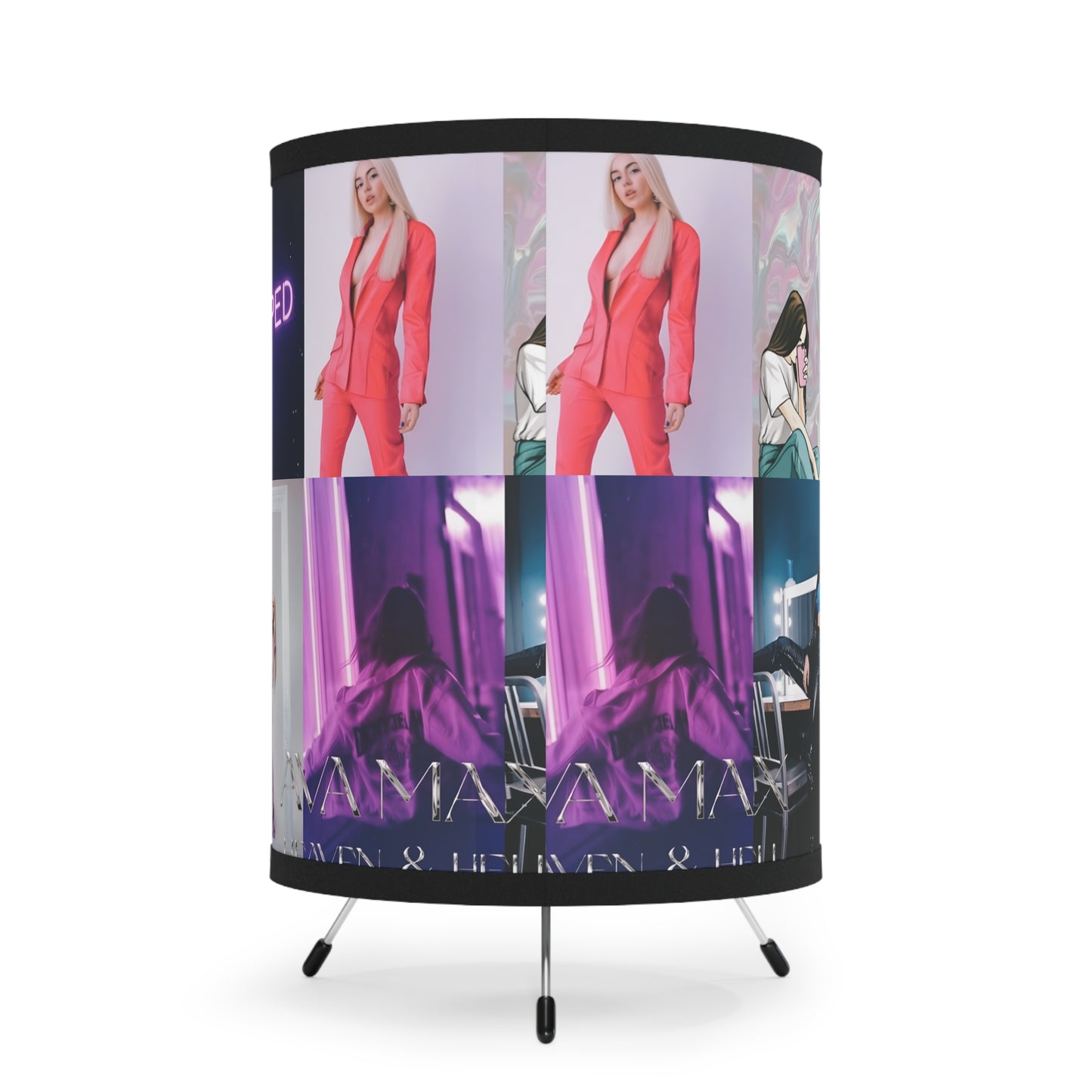 Ava Max Belladonna Photo Collage Tripod Lamp with High-Res Printed Shade