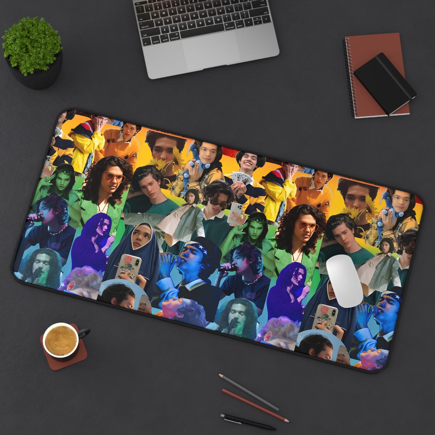 Conan Grey Rainbow Photo Collage Desk Mat