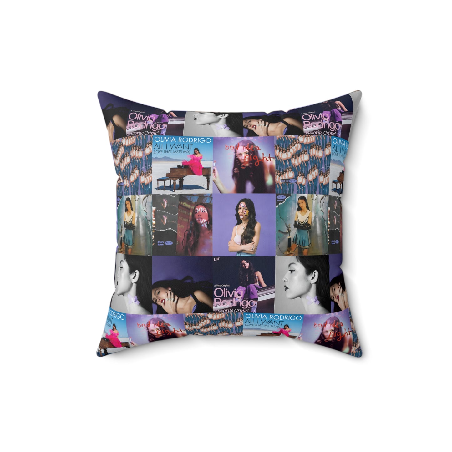 Olivia Rodrigo Album Cover Art Collage Spun Polyester Square Pillow