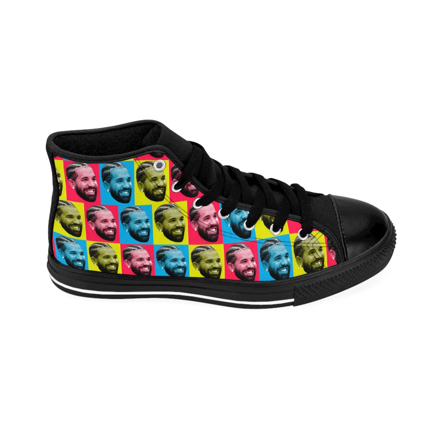 Drake Colored Checker Faces Women's Classic Sneakers