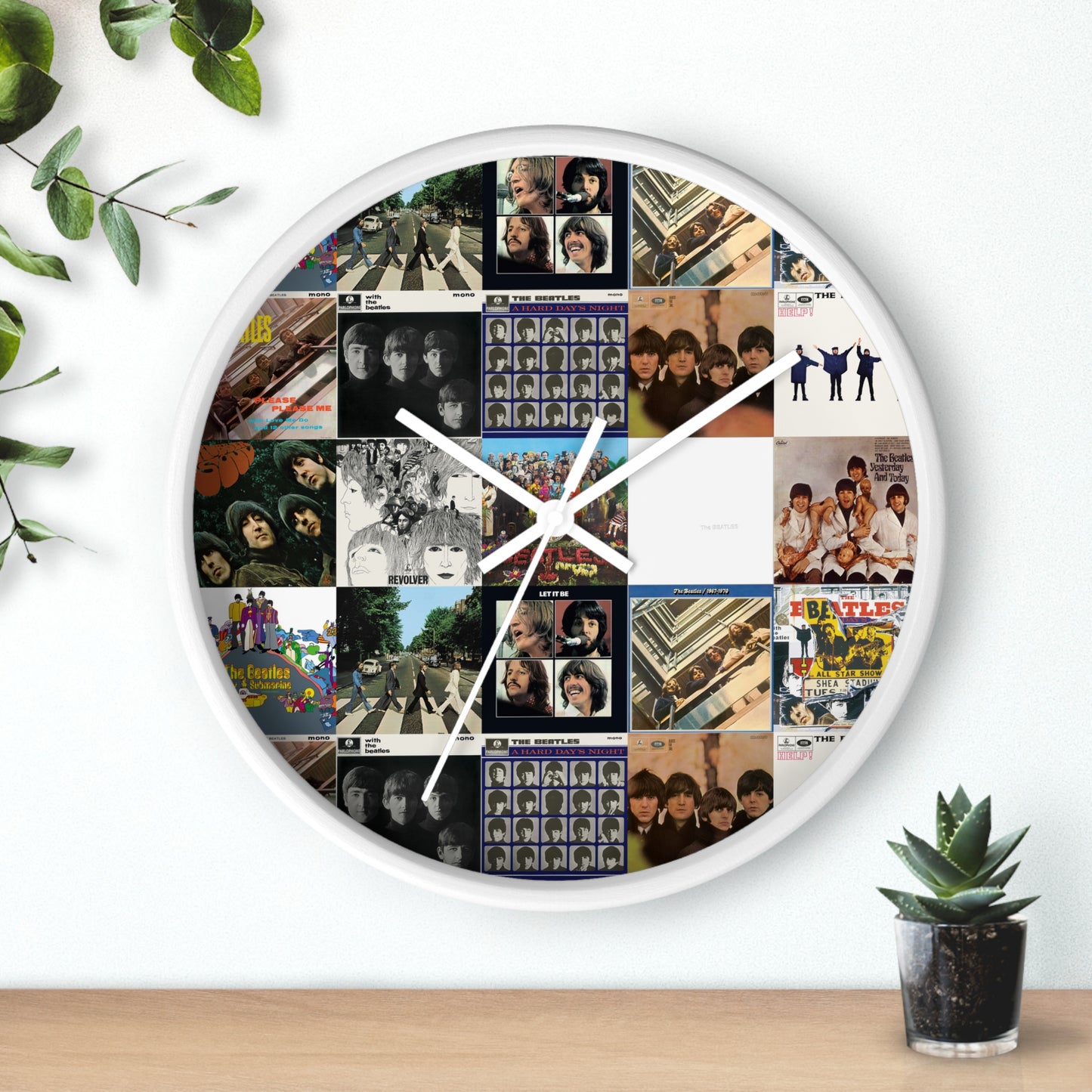 The Beatles Album Cover Collage Round Wall Clock