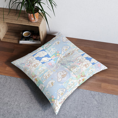 Cinnamoroll Cartoon Collage Tufted Floor Pillow, Square