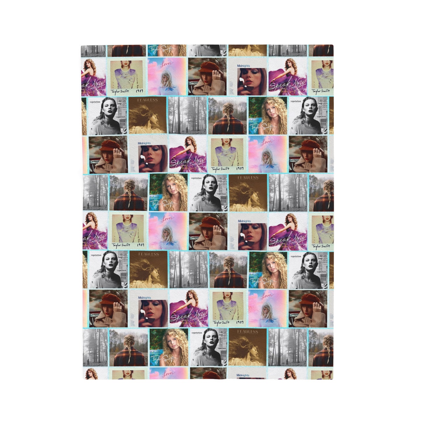 Taylor Swift Album Art Collage Pattern Velveteen Plush Blanket