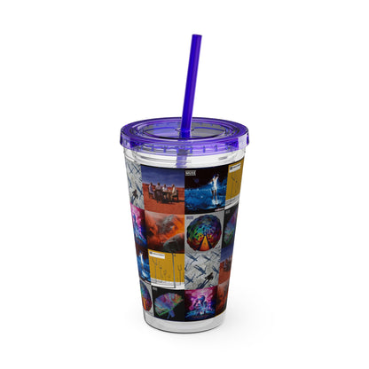 Muse Album Cover Collage Sunsplash Tumbler with Straw
