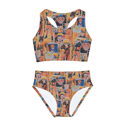 Naruto Uzumaki Sunflower Blaze Collage Girls Two Piece Swimsuit