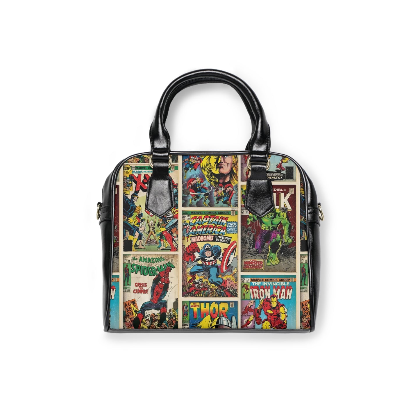 Marvel Comic Book Cover Collage Shoulder Handbag